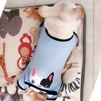 HKM-4911037 Cotton Printed Pajamas for Dogs in Gray, Blue, and Pink Options