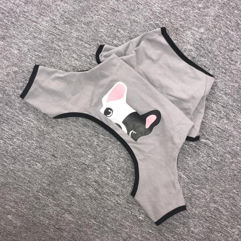 HKM-4911037 Cotton Printed Pajamas for Dogs in Gray, Blue, and Pink Options