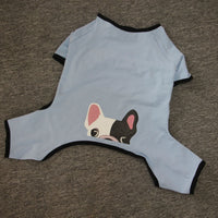 HKM-4911037 Cotton Printed Pajamas for Dogs in Gray, Blue, and Pink Options
