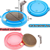 HKM-4911933 Interactive Cat Scratcher Toy with Ball and Mouse Swatter - Engaging Scratch Pad for Cats and Kittens, 13" Base, Durable Design