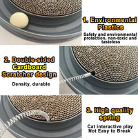 HKM-4911933 Interactive Cat Scratcher Toy with Ball and Mouse Swatter - Engaging Scratch Pad for Cats and Kittens, 13" Base, Durable Design