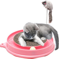 HKM-4911933 Interactive Cat Scratcher Toy with Ball and Mouse Swatter - Engaging Scratch Pad for Cats and Kittens, 13" Base, Durable Design