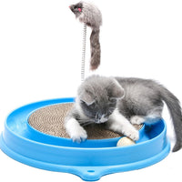 HKM-4911933 Interactive Cat Scratcher Toy with Ball and Mouse Swatter - Engaging Scratch Pad for Cats and Kittens, 13" Base, Durable Design