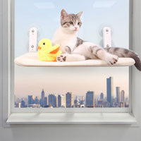 HKM-4912061 Universal Cat Litter Hammock with Suction Cup for Windows - Foldable (Beige/Gray)