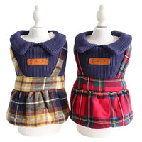 HKM-4912829 Plaid College Style Skirt for Cats - Lattice Patterned Pet Clothing in Yellow and Red