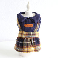 HKM-4912829 Plaid College Style Skirt for Cats - Lattice Patterned Pet Clothing in Yellow and Red