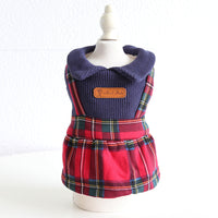 HKM-4912829 Plaid College Style Skirt for Cats - Lattice Patterned Pet Clothing in Yellow and Red