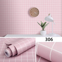 HKM-491347 Self-Adhesive Black and White Square Lattice Waterproof Wallpaper for Bedroom and Dormitory