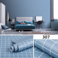HKM-491347 Self-Adhesive Black and White Square Lattice Waterproof Wallpaper for Bedroom and Dormitory