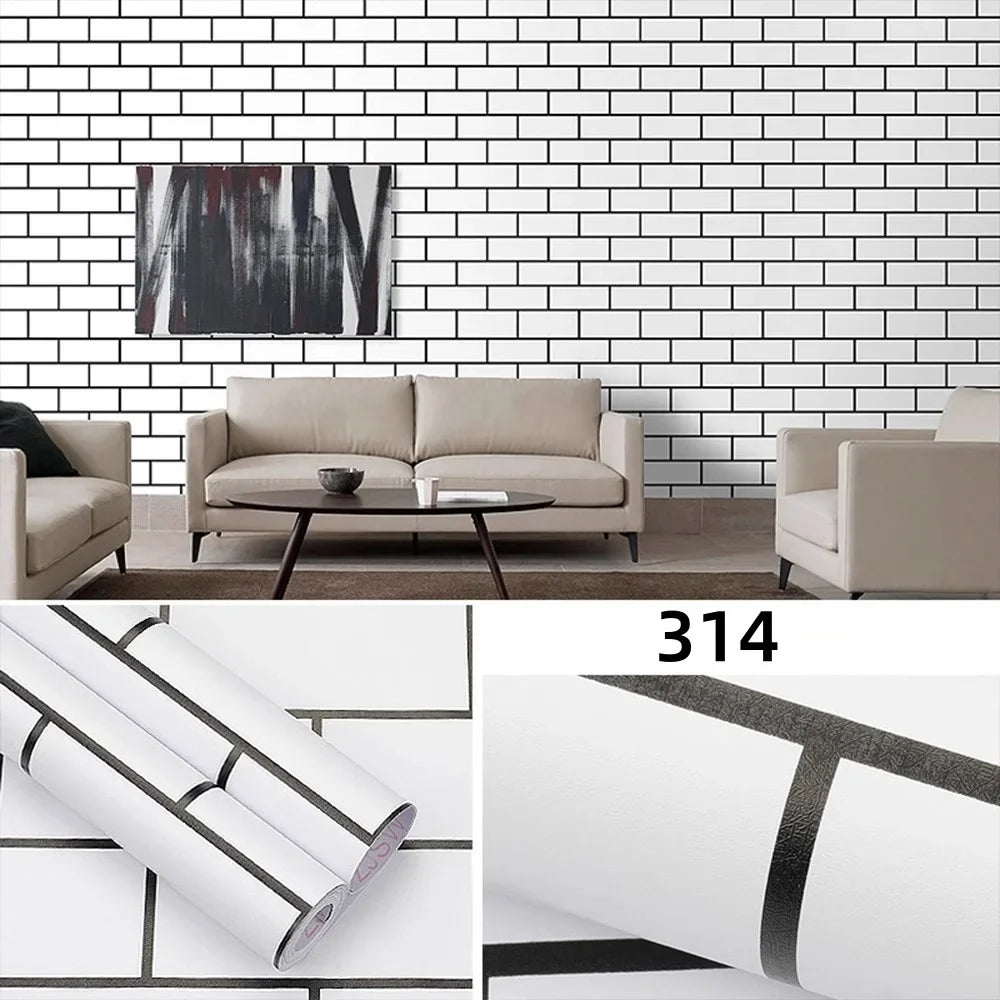HKM-491347 Self-Adhesive Black and White Square Lattice Waterproof Wallpaper for Bedroom and Dormitory