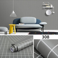 HKM-491347 Self-Adhesive Black and White Square Lattice Waterproof Wallpaper for Bedroom and Dormitory