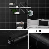 HKM-491347 Self-Adhesive Black and White Square Lattice Waterproof Wallpaper for Bedroom and Dormitory