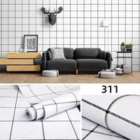 HKM-491347 Self-Adhesive Black and White Square Lattice Waterproof Wallpaper for Bedroom and Dormitory