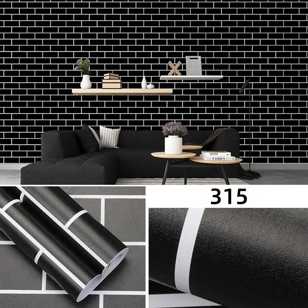 HKM-491347 Self-Adhesive Black and White Square Lattice Waterproof Wallpaper for Bedroom and Dormitory