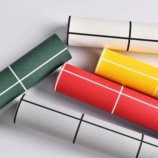 HKM-491347 Self-Adhesive Black and White Square Lattice Waterproof Wallpaper for Bedroom and Dormitory