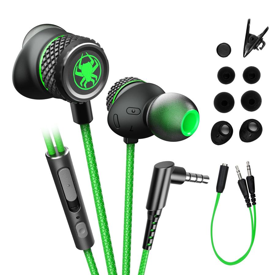 HKM-491347 Wired In-Ear Headset with Microphone and Silicone Earplugs, 3.5mm L-Bend Connector, 20-20000 Hz Frequency Response