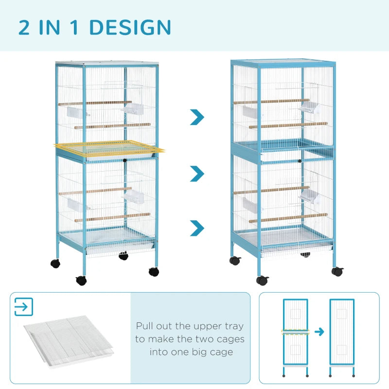 HKM-4914109 Large Two-Tier Bird Cage with Easy Access Doors and Cleaning Trays