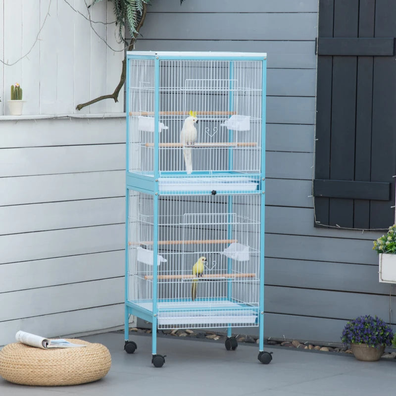 HKM-4914109 Large Two-Tier Bird Cage with Easy Access Doors and Cleaning Trays