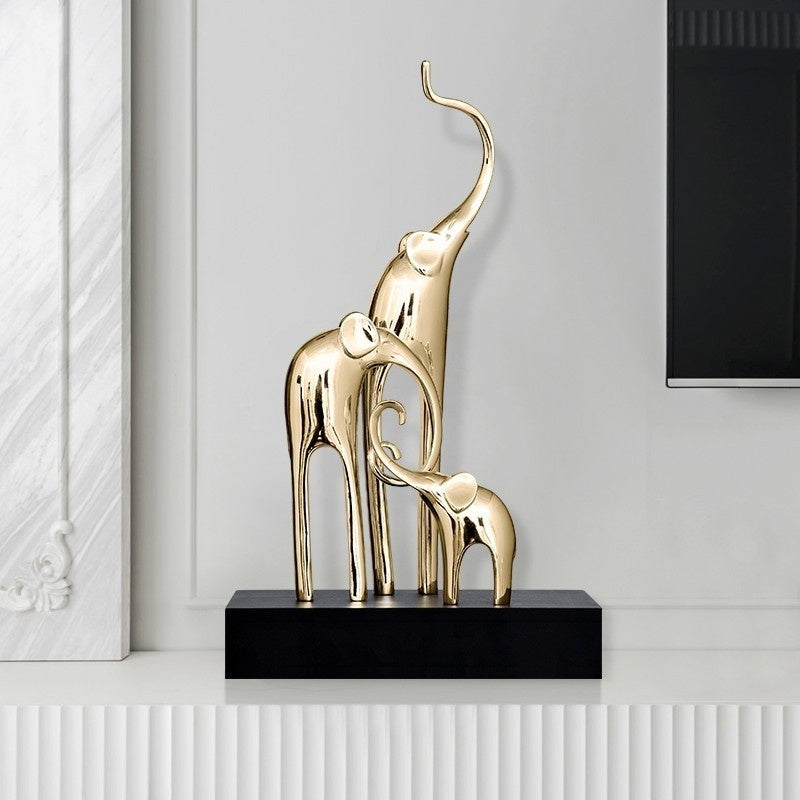 HKM-491411 Elegant Elephant Decorative Craft in Bright Gold, Rose Gold, Silver, and Retro Colors
