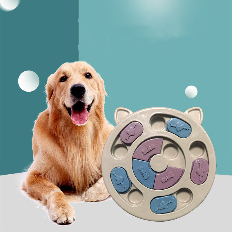 HKM-4914237 Interactive Slow Feeding Bowl for Cats and Dogs ¨C Plastic Toy in Red, Blue, Yellow, 25cm Diameter