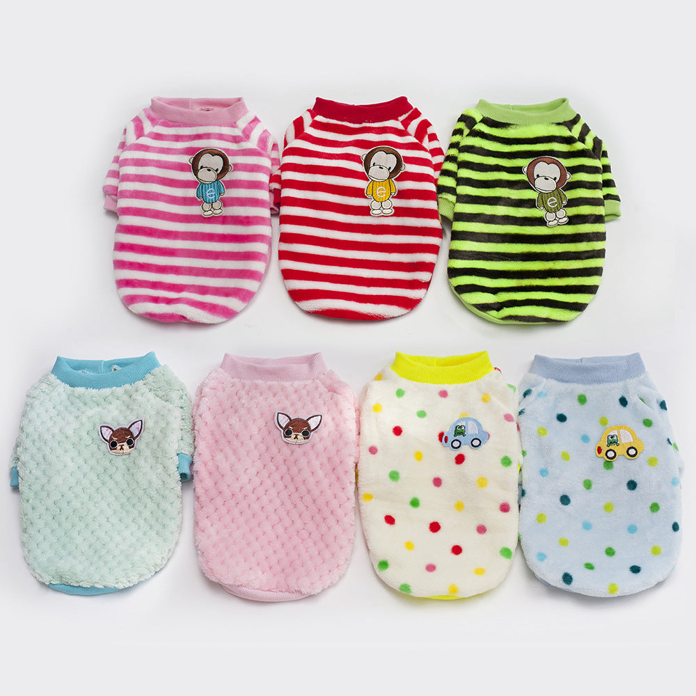 HKM-4914621 Cozy Two-Legged Fleece Clothing for Pets - Blue and Pink for Autumn and Winter