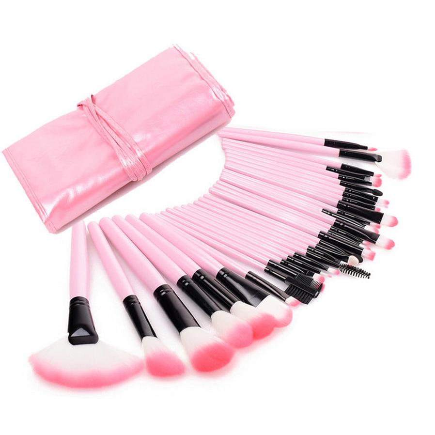 HKM-491539 Professional Makeup Brush Bag with Wooden Handle and Rayon Brushes