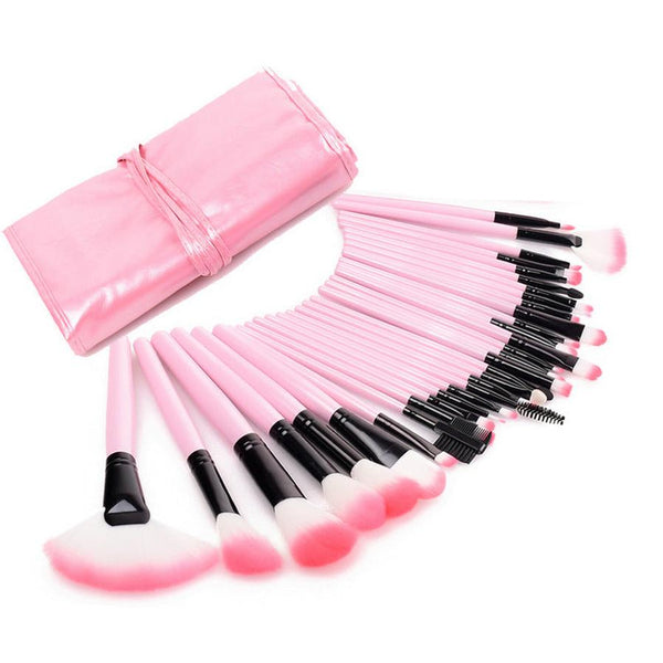 HKM-491539 Professional Makeup Brush Bag with Wooden Handle and Rayon Brushes