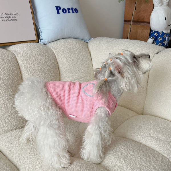 HKM-4916029 Lightweight Summer Pet Vest - Oat Grey, Cream White, Baby Blue, Baby Pink - Sizes XS to XL