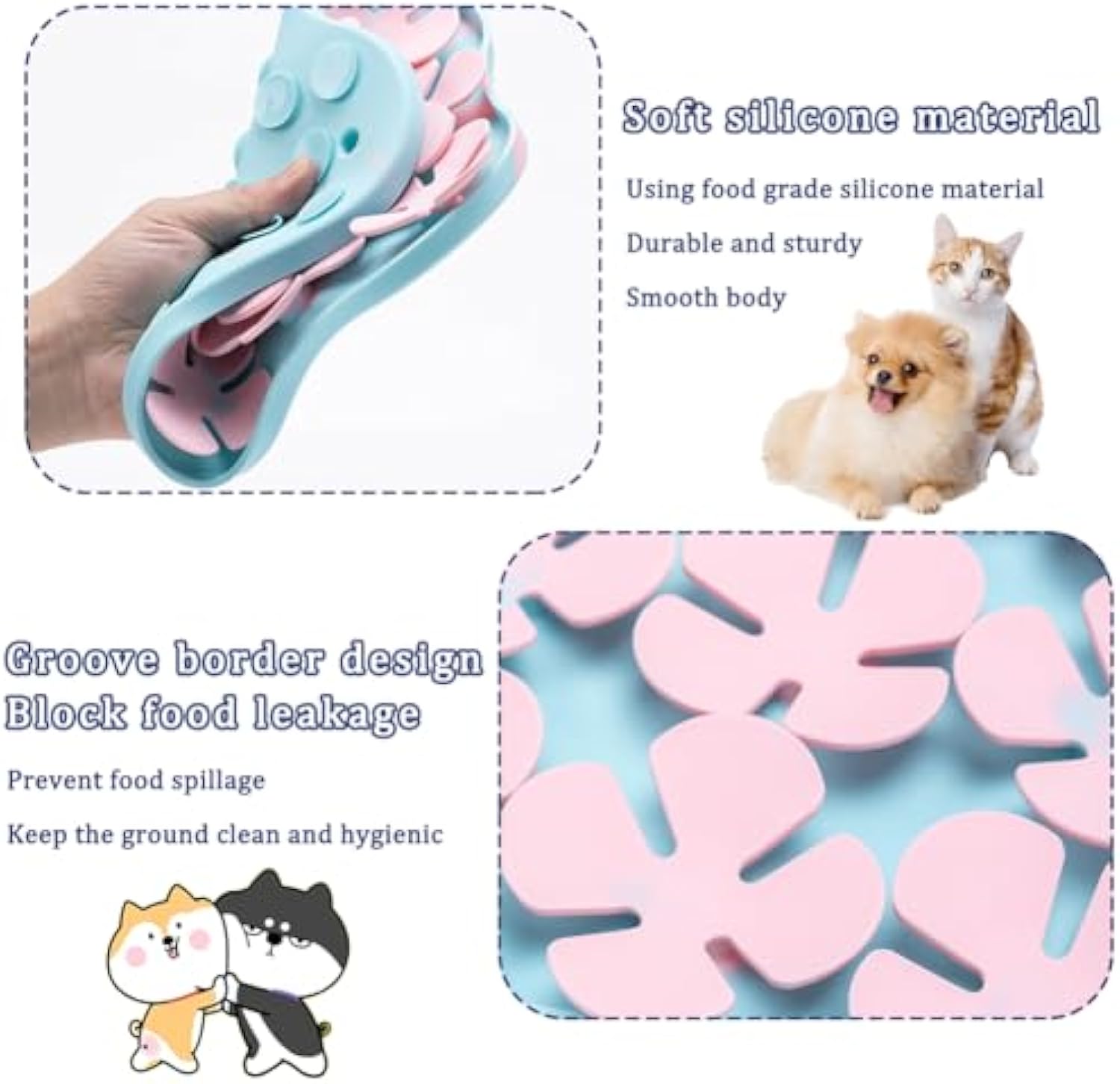 HKM-4916413 Silicone Slow Feeder Dog Bowl and Calming Mat for Interactive Eating and Training