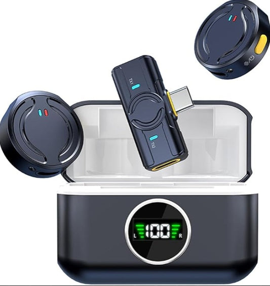 HKM-491667 Dual-Port Wireless Microphone System with Charging Cabin for iOS & Type-C Devices
