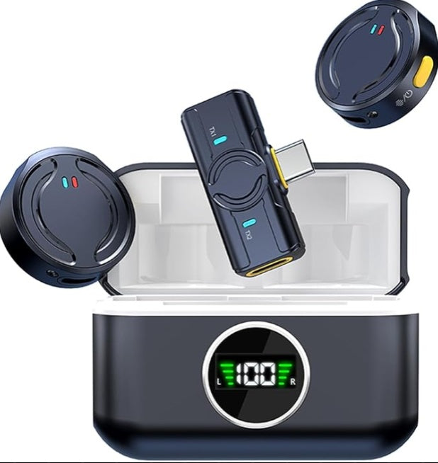 HKM-491667 Dual-Port Wireless Microphone System with Charging Cabin for iOS & Type-C Devices