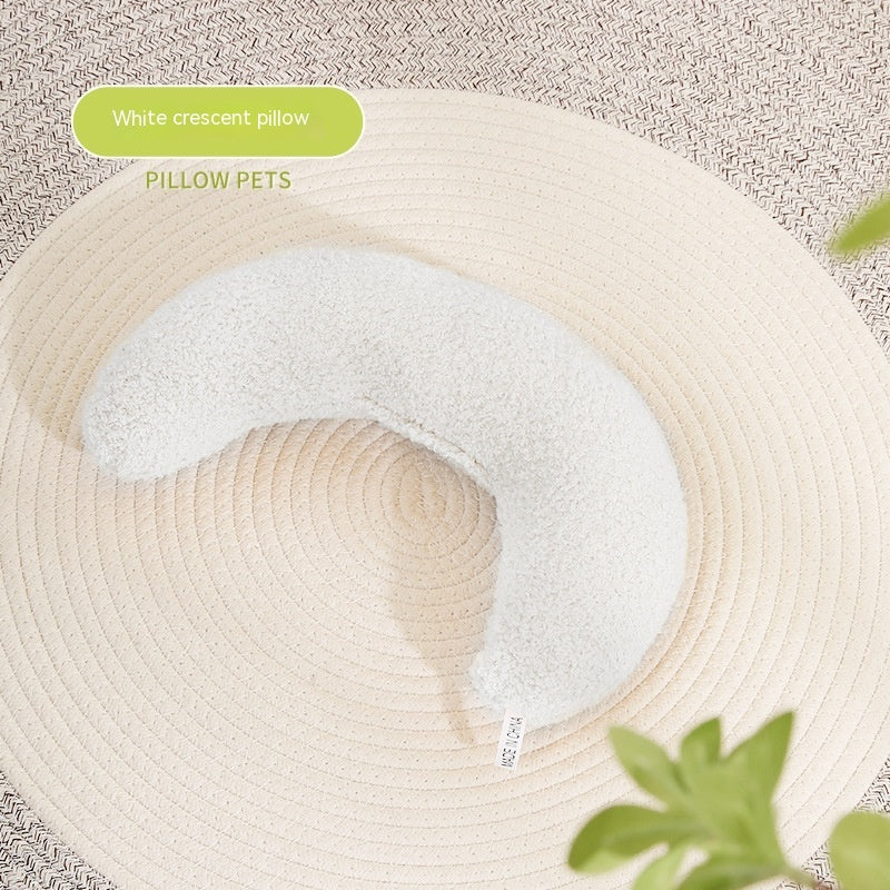 HKM-4917053 Crescent-Shaped Soft Cotton Pillow for Cats and Dogs - Available in Multiple Colors