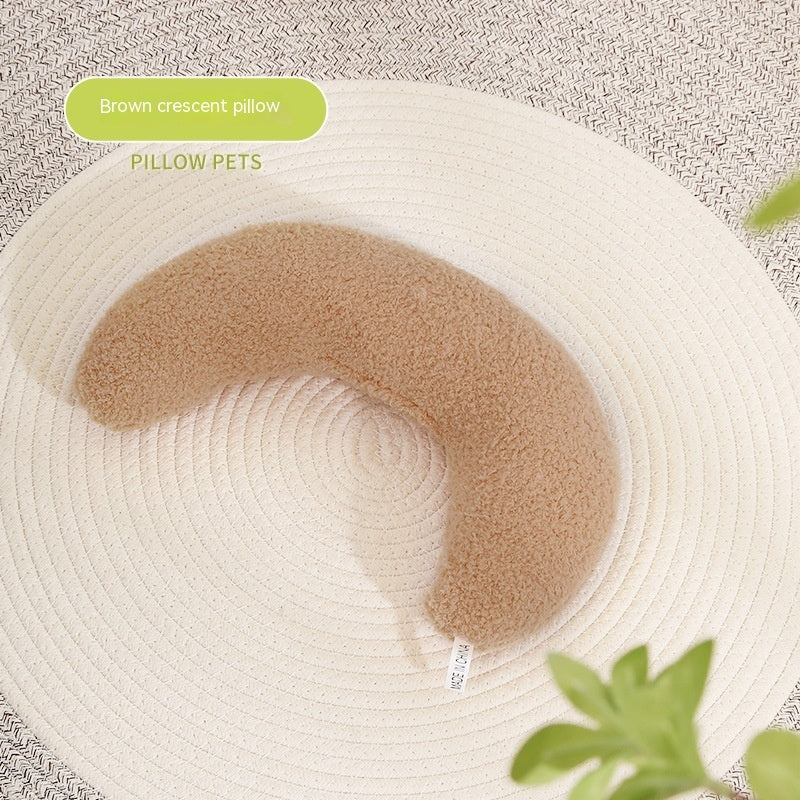 HKM-4917053 Crescent-Shaped Soft Cotton Pillow for Cats and Dogs - Available in Multiple Colors