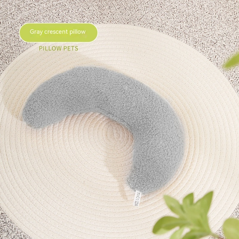 HKM-4917053 Crescent-Shaped Soft Cotton Pillow for Cats and Dogs - Available in Multiple Colors
