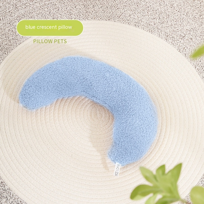 HKM-4917053 Crescent-Shaped Soft Cotton Pillow for Cats and Dogs - Available in Multiple Colors