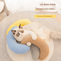 HKM-4917053 Crescent-Shaped Soft Cotton Pillow for Cats and Dogs - Available in Multiple Colors