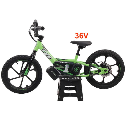 HKM-491731 16-Inch Electric Balance Bike for Kids with Removable Battery, Two-Speed Gears, and Colorful Spokes