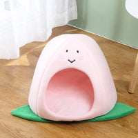 HKM-4917693 Cozy Zongzi Shaped Cat Sofa Bed with Removable Cushion for Small Pets