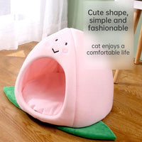 HKM-4917693 Cozy Zongzi Shaped Cat Sofa Bed with Removable Cushion for Small Pets