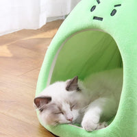 HKM-4917693 Cozy Zongzi Shaped Cat Sofa Bed with Removable Cushion for Small Pets