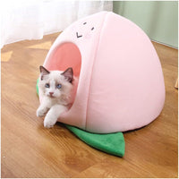 HKM-4917693 Cozy Zongzi Shaped Cat Sofa Bed with Removable Cushion for Small Pets