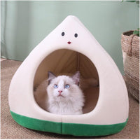 HKM-4917693 Cozy Zongzi Shaped Cat Sofa Bed with Removable Cushion for Small Pets