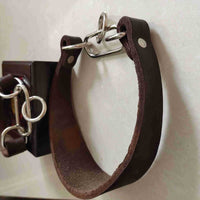 HKM-4918205 Widened Greyhound Dog Collar in Curry Cow Leather - 3cm & 4cm Width Options