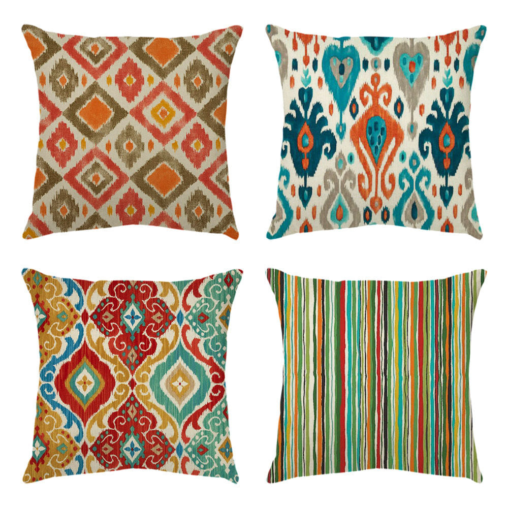 HKM-491859 Geometric Pattern Linen Pillowcase Cover - Modern Style, 45x45cm