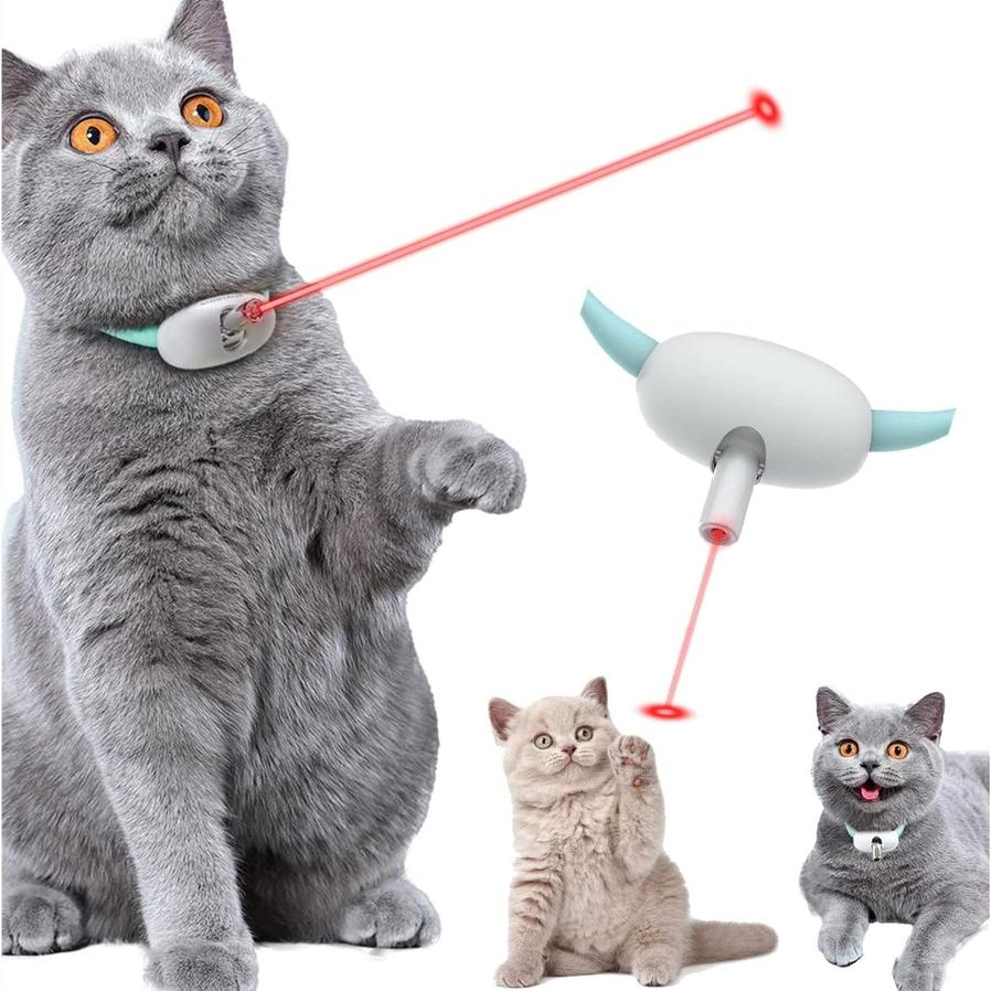 HKM-491859 Smart Interactive Laser Cat Collar - USB Rechargeable, Adjustable Length, Hands-Free Play Toy for Active Kittens