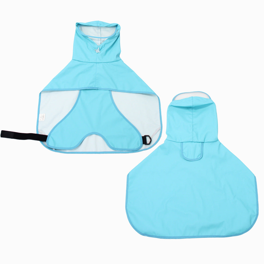 HKM-4920381 Transparent Dog Raincoat with Hood and Bellyband for All Breeds
