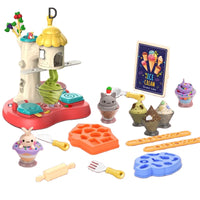 HKM-492051 Colorful DIY Play Clay Ice Cream Maker Set for Kids with Tree House Moulds, 7 Colors, Age 3+