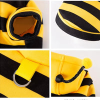 HKM-4920765 Bee Antenna Hoodie for Dogs, Kittens, and Puppies with Striped Design and Security Belt Hook