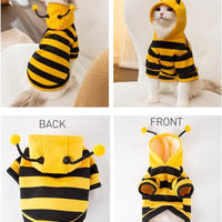 HKM-4920765 Bee Antenna Hoodie for Dogs, Kittens, and Puppies with Striped Design and Security Belt Hook