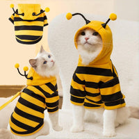 HKM-4920765 Bee Antenna Hoodie for Dogs, Kittens, and Puppies with Striped Design and Security Belt Hook